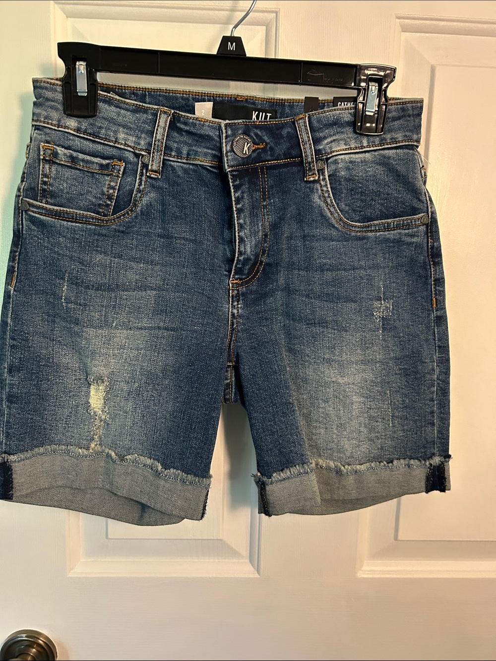 Kut from the Kloth Dark Blue Denim Shorts with Contrast Stitching